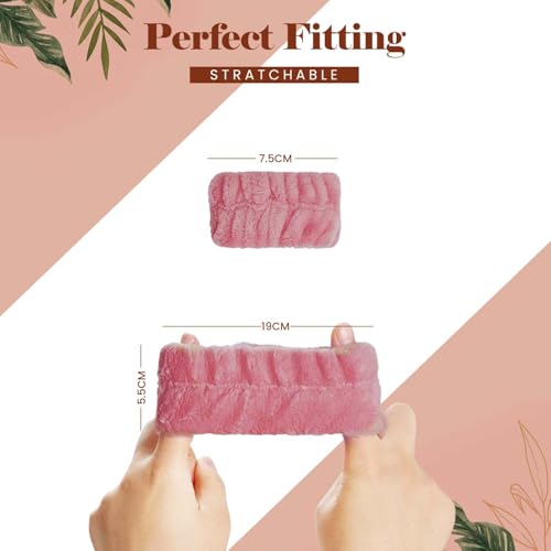 Homeaura 3-Piece Facial Headband and Wristband Set for Women - Spa Headband for Skincare, Makeup, and Face Washing - Soft Microfiber Hairband for Women, Ideal Makeup Hair Band for Facial Time - Image 3