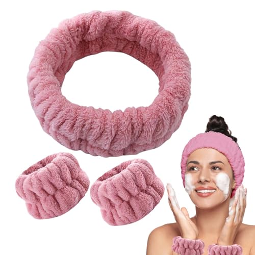 Homeaura 3-Piece Facial Headband and Wristband Set for Women - Spa Headband for Skincare, Makeup, and Face Washing - Soft Microfiber Hairband for Women, Ideal Makeup Hair Band for Facial Time - Image 1