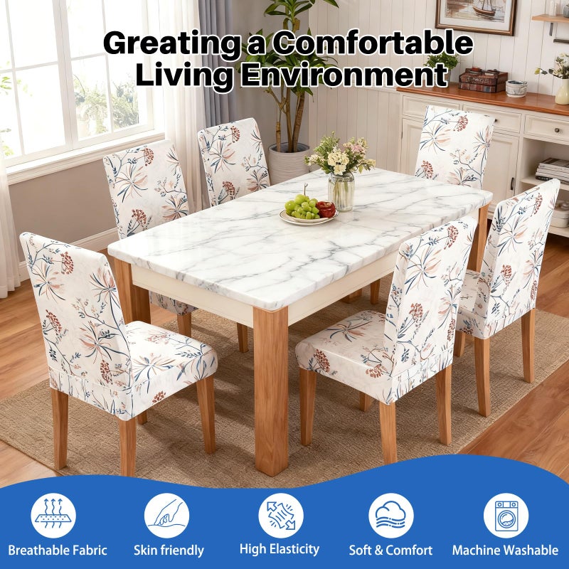 Dioxide High Stretch Chair Covers for Dining Chairs, Washable Dining Chair Covers Set of 6, Soft Kitchen Chairs Seat Covers, Parsons Chair Slipcovers Protectors for Home Hotel Restaurant Banquet - Image 3