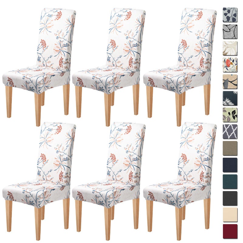 Dioxide High Stretch Chair Covers for Dining Chairs, Washable Dining Chair Covers Set of 6, Soft Kitchen Chairs Seat Covers, Parsons Chair Slipcovers Protectors for Home Hotel Restaurant Banquet - Image 1