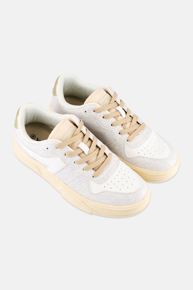 XOXO Women Synthetic Lace Up Casual Shoes, Off White - Image 2