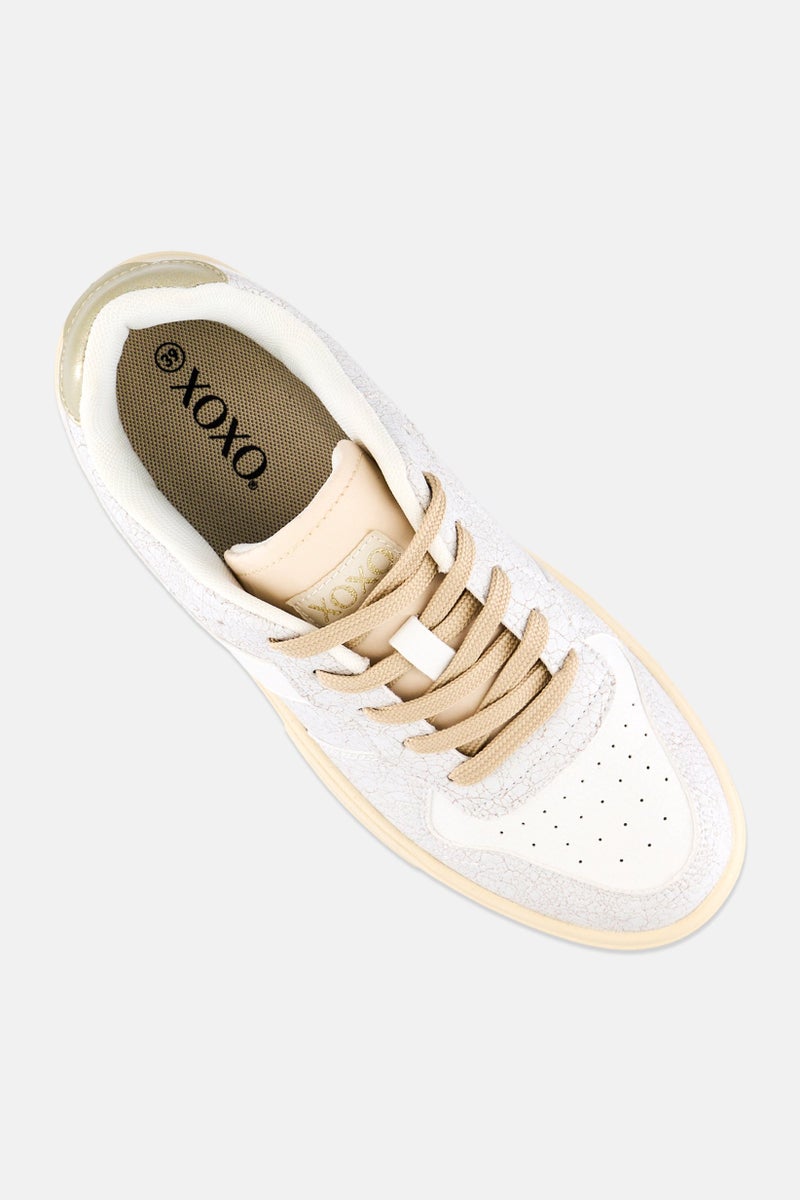 XOXO Women Synthetic Lace Up Casual Shoes, Off White - Image 3