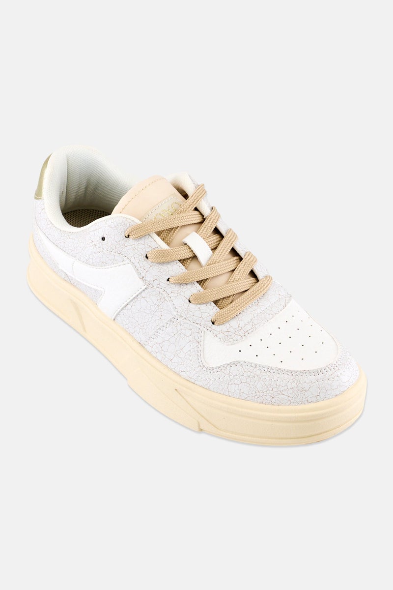 XOXO Women Synthetic Lace Up Casual Shoes, Off White - Image 1