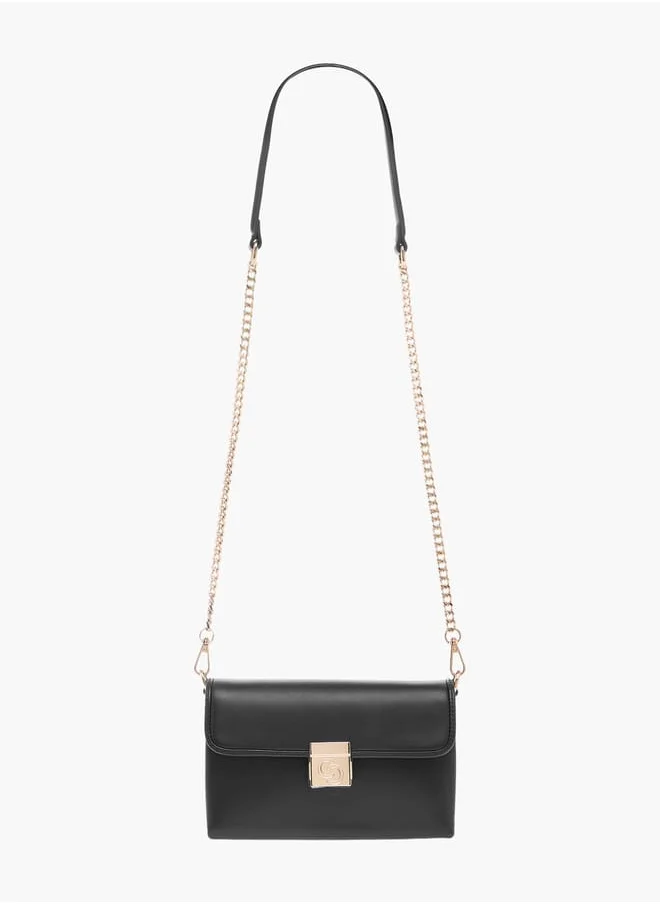 Celeste Solid Crossbody Bag with Chain Strap and Flap Closure