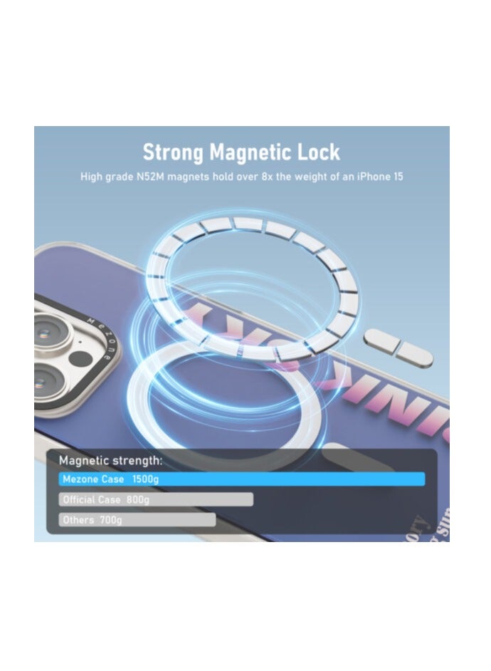 Mezone Memory iPhone 15 Pro Max MagSafe Case, Shockproof & Anti-Yellowing Phone Case Reinforced Corners with Airguard, Pink - Image 2