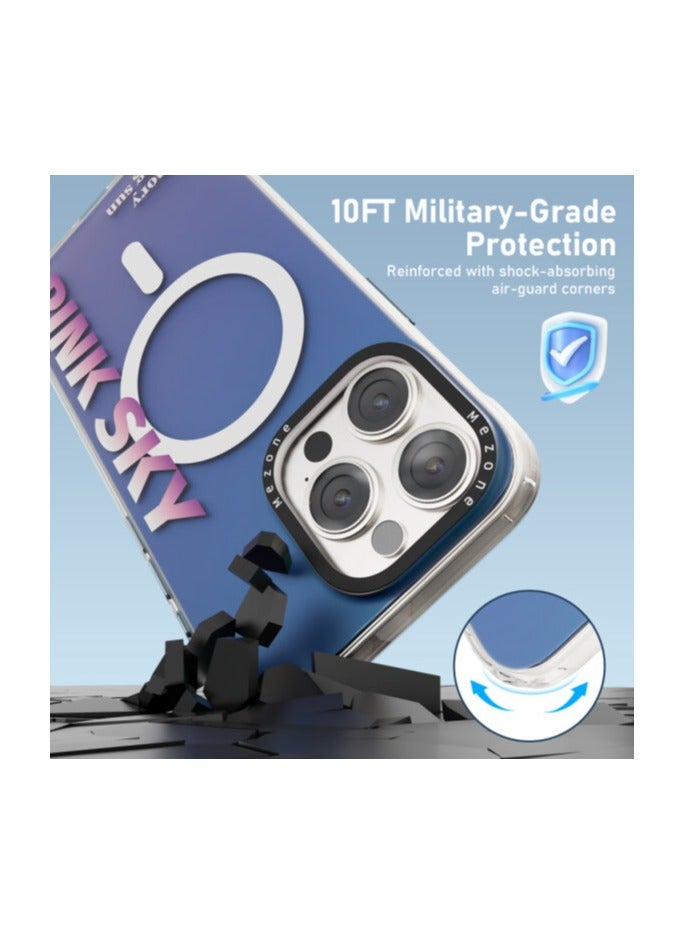 Mezone Memory iPhone 15 Pro Max MagSafe Case, Shockproof & Anti-Yellowing Phone Case Reinforced Corners with Airguard, Pink - Image 4