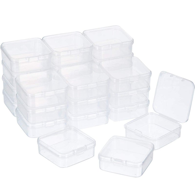 Satinior 24 Packs Small Clear Plastic Beads Storage Containers Box with Hinged Lid for Storage of Small Items, Crafts, Jewelry, Hardware(2.12 x 2.12 x 0.79 Inches) - Image 5