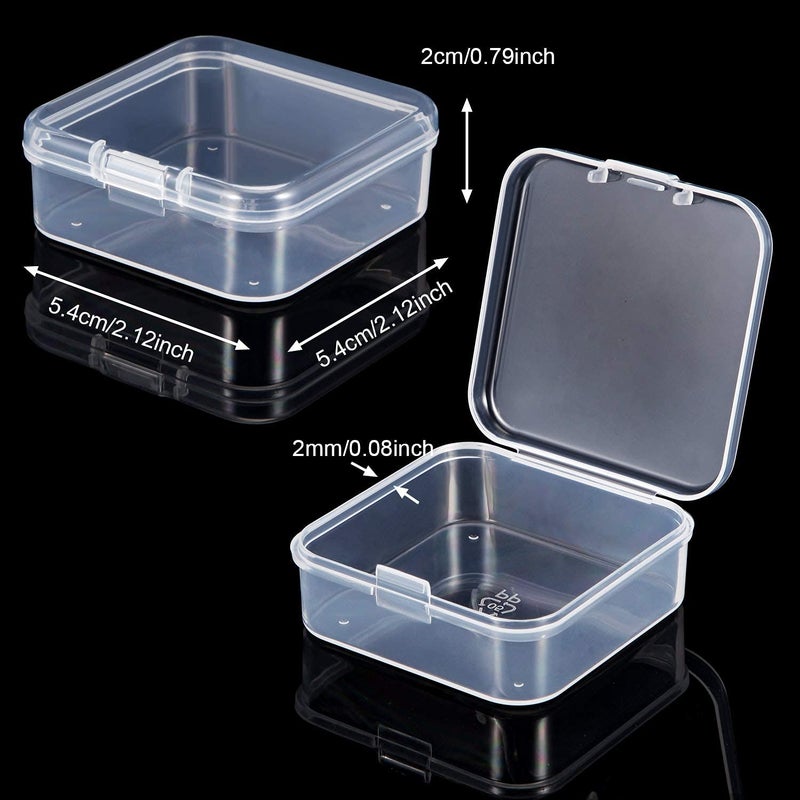 Satinior 24 Packs Small Clear Plastic Beads Storage Containers Box with Hinged Lid for Storage of Small Items, Crafts, Jewelry, Hardware(2.12 x 2.12 x 0.79 Inches) - Image 2