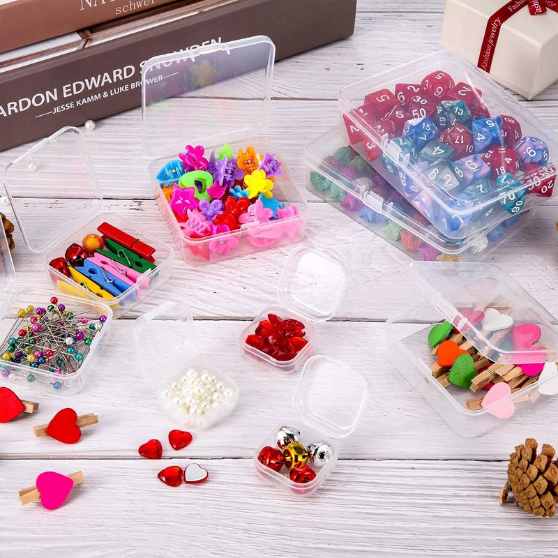 Satinior 24 Packs Small Clear Plastic Beads Storage Containers Box with Hinged Lid for Storage of Small Items, Crafts, Jewelry, Hardware(2.12 x 2.12 x 0.79 Inches) - Image 4
