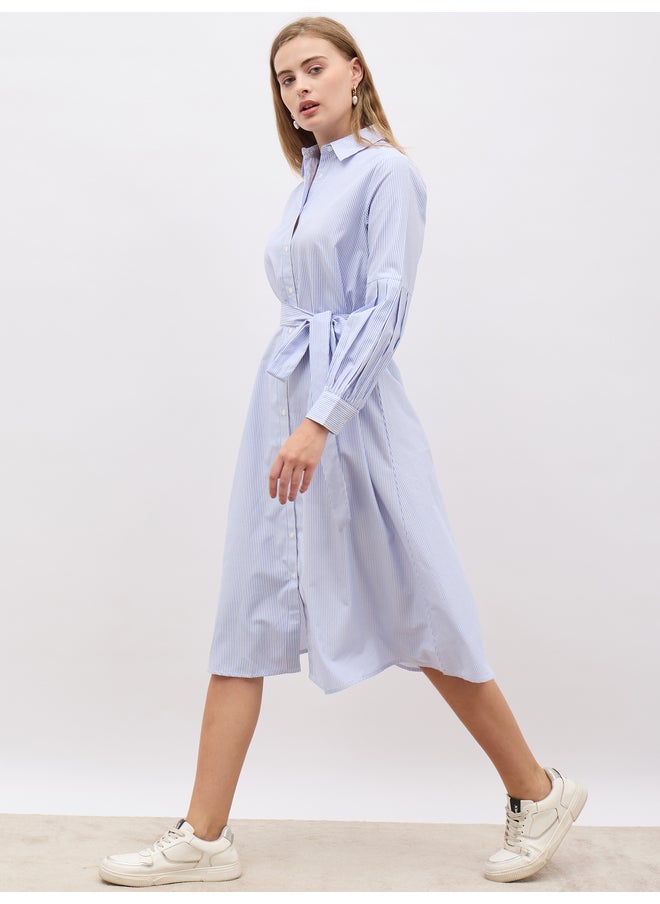 Styli Striped Shirred Dress  - Image 1