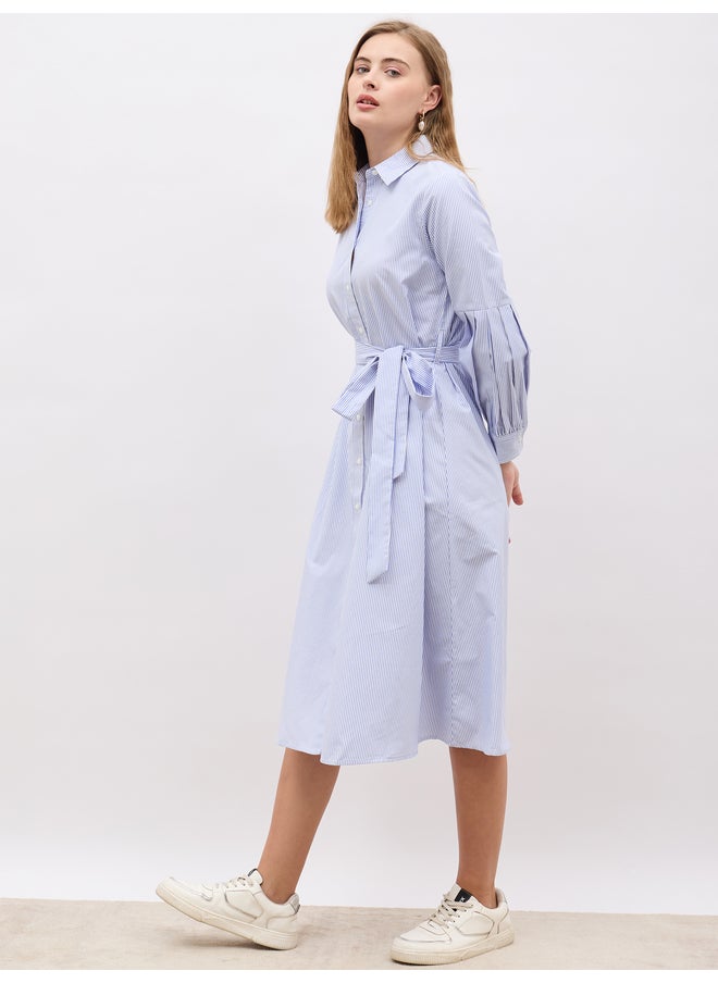 Styli Striped Shirred Dress  - Image 3