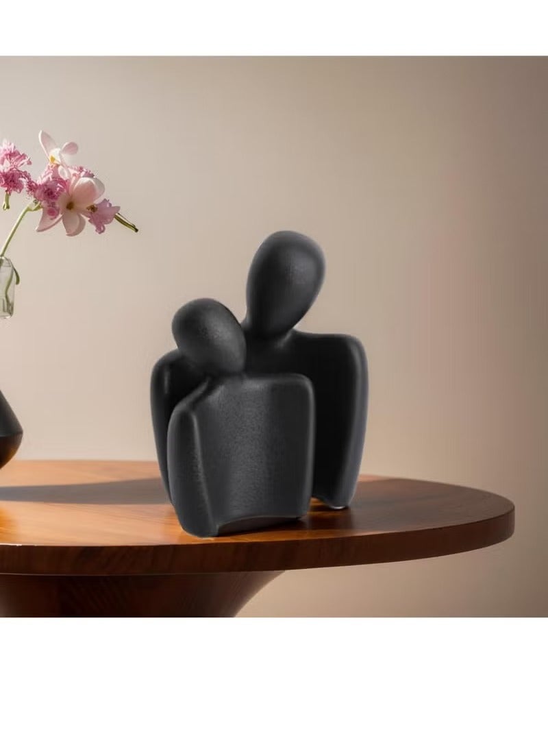 XiuWoo 2 Pieces Modern Home Decor Sculptures Statues Contemporary Sculpture Couple Art Ceramic Sculpture Romantic Love Statue Figurine for Home Bedroom Livingroom Office Decor, Black - Image 5