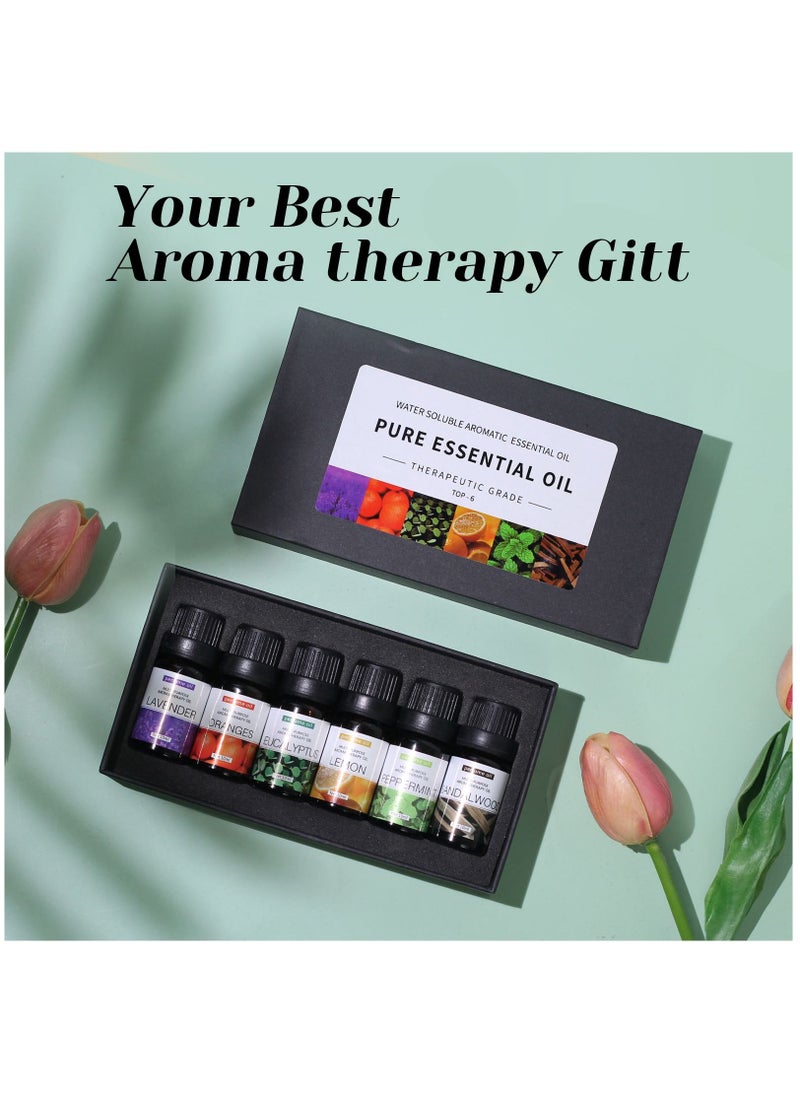 SKY-TOUCH - 6 pieces of 10 mL essential oils for water-soluble aromatherapy Sandalwood, Sweet Orange, Lavender, Eucalyptus, Lemon, and Mint essential oils Humidifier and Aroma Diffuser Oil for Aromather - Image 1