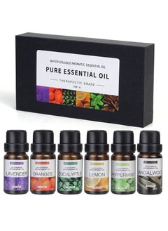 6 pieces of 10 mL essential oils for water-soluble aromatherapy Sandalwood, Sweet Orange, Lavender, Eucalyptus, Lemon, and Mint essential oils Humidifier and Aroma Diffuser Oil for Aromather