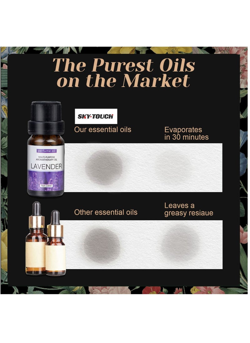 SKY-TOUCH - 6 pieces of 10 mL essential oils for water-soluble aromatherapy Sandalwood, Sweet Orange, Lavender, Eucalyptus, Lemon, and Mint essential oils Humidifier and Aroma Diffuser Oil for Aromather - Image 1