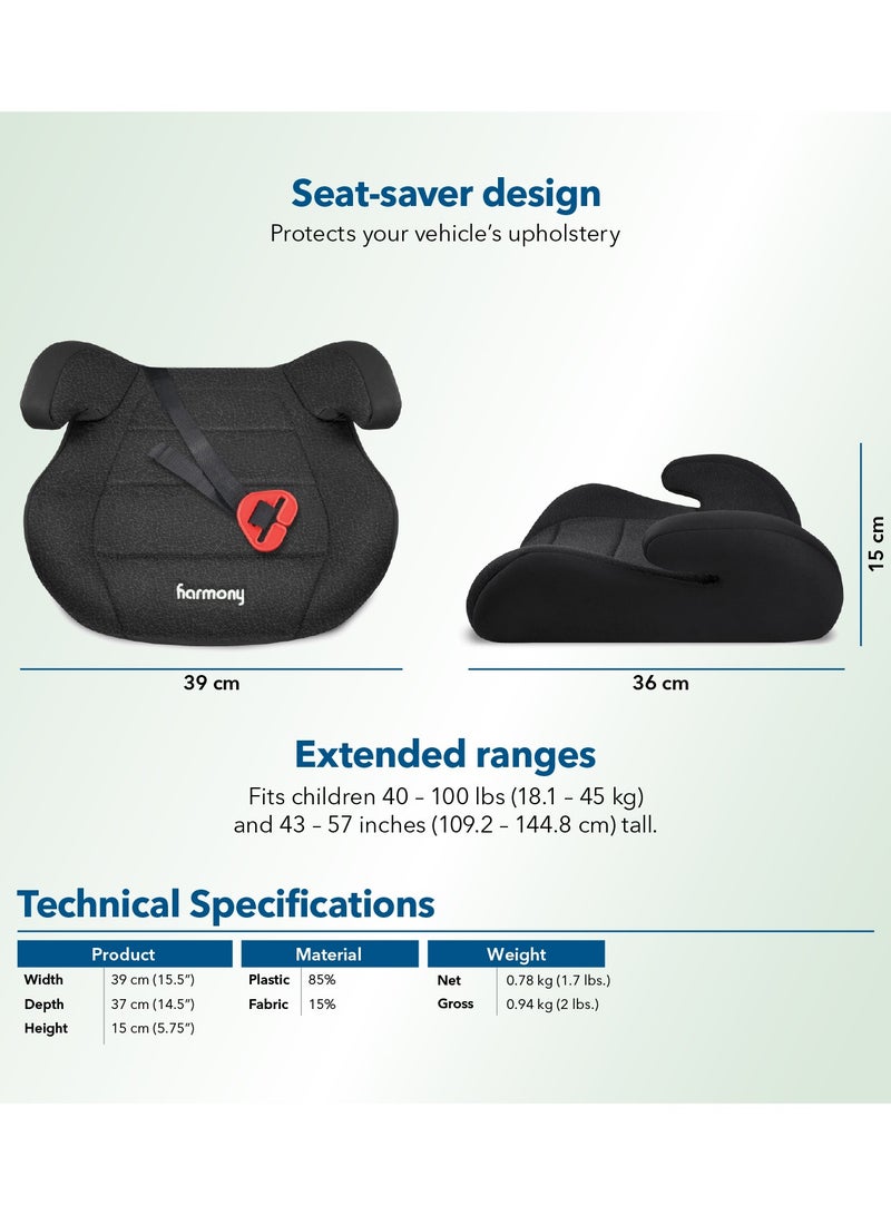 Harmony Dash Booster Car Seat â€“ Black | Backless Belt-Positioning Booster | 40â€“100 lbs | Slim V-Shape | 3-Across Seating | Safety Belt Guide - Image 5