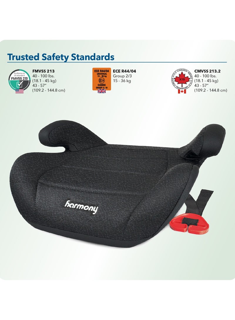 Harmony Dash Booster Car Seat â€“ Black | Backless Belt-Positioning Booster | 40â€“100 lbs | Slim V-Shape | 3-Across Seating | Safety Belt Guide - Image 2