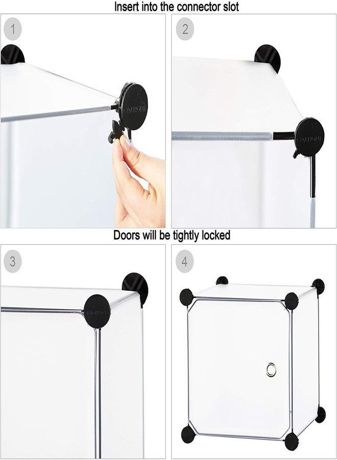 Oumffy Almirah for Clothes,Plastic Wardrobe for Clothes Collapsible Wardrobe for Kids Clothes/Toy/Book, Baby Cupboard for Clothes Storage in Bedroom Nursery,Cartoon (Black, 8-Shelf-8-Door) - Image 4