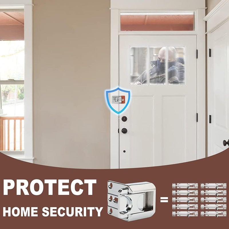 Home Door Lock Security, Upgraded Safety Childproof Door Reinforcement Lock Latch, Easy to Install Apartment Door Lock Security Devices, Safety Door Latchs for Inswinging Door, Silver, 2 Pcs - Image 3