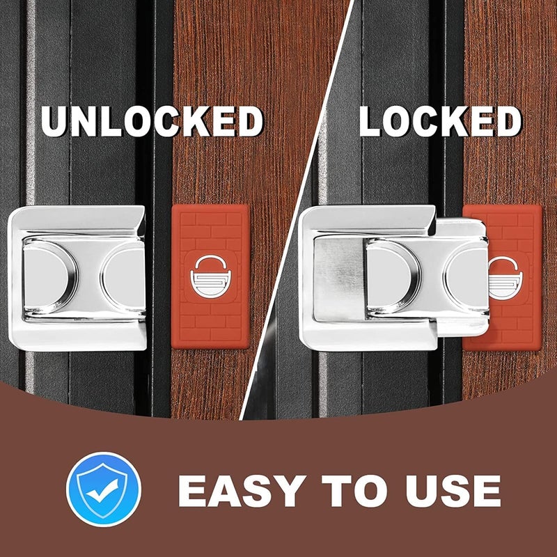 Home Door Lock Security, Upgraded Safety Childproof Door Reinforcement Lock Latch, Easy to Install Apartment Door Lock Security Devices, Safety Door Latchs for Inswinging Door, Silver, 2 Pcs - Image 4