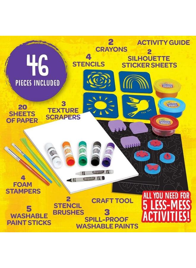Crayola 46-Piece Less Mess Painting Activity Kit for Kids Multicolor CRA0469410000 - Image 3