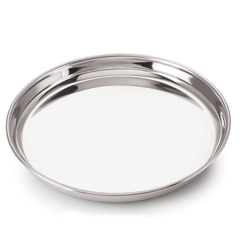 neelam Stainless Steel 15, 22 Gauge N.P. Thali, Perfect for Daily Use, Special Occasions, Durable Quality Food Grade Material, Stylish Look, Ideal for Home & Restaurant, Use for Lunch 33 cm, Set of 4 - Image 2