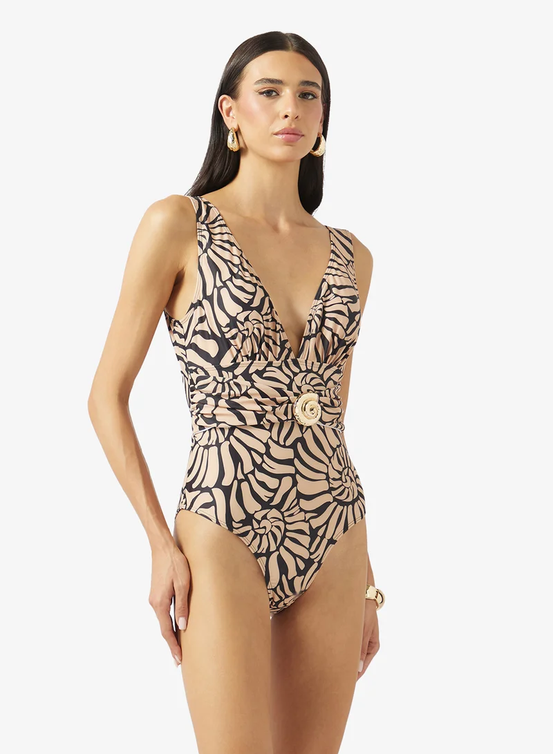 Ella  Printed Swimsuit With Beach Sarong for Women | Best Price UAE