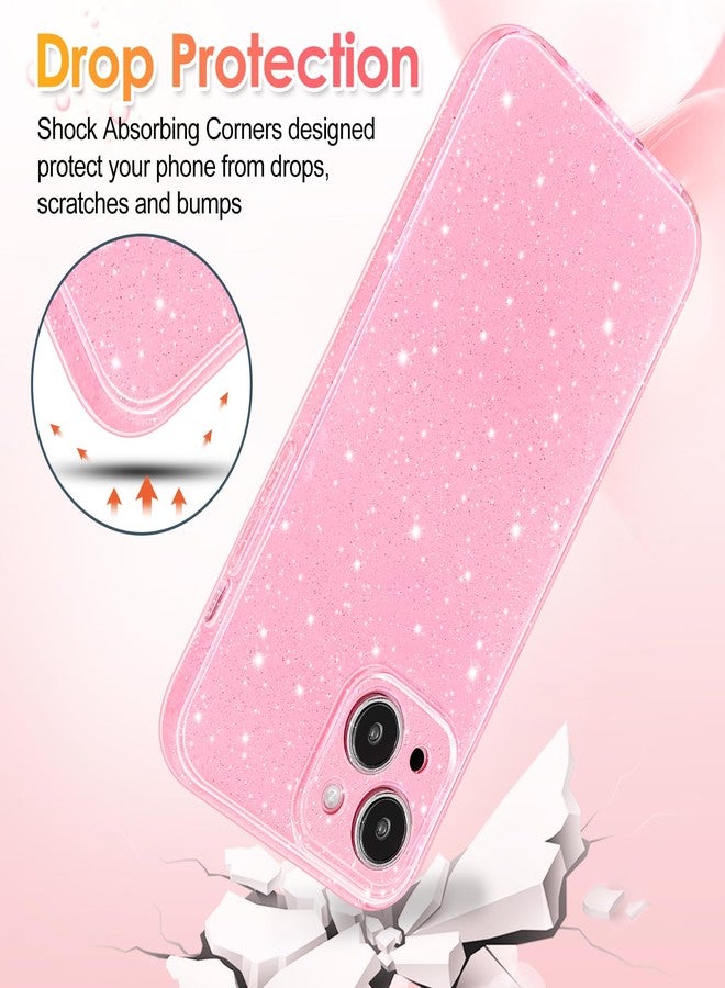 Hython Case for iPhone 15 Case Glitter Cute Sparkly Shiny Bling Sparkle Phone Cases 6.1", Thin Slim Fit Soft TPU Bumper Shockproof Rubber Protective Cover for Women Girls Girly, Bright Pink - Image 4