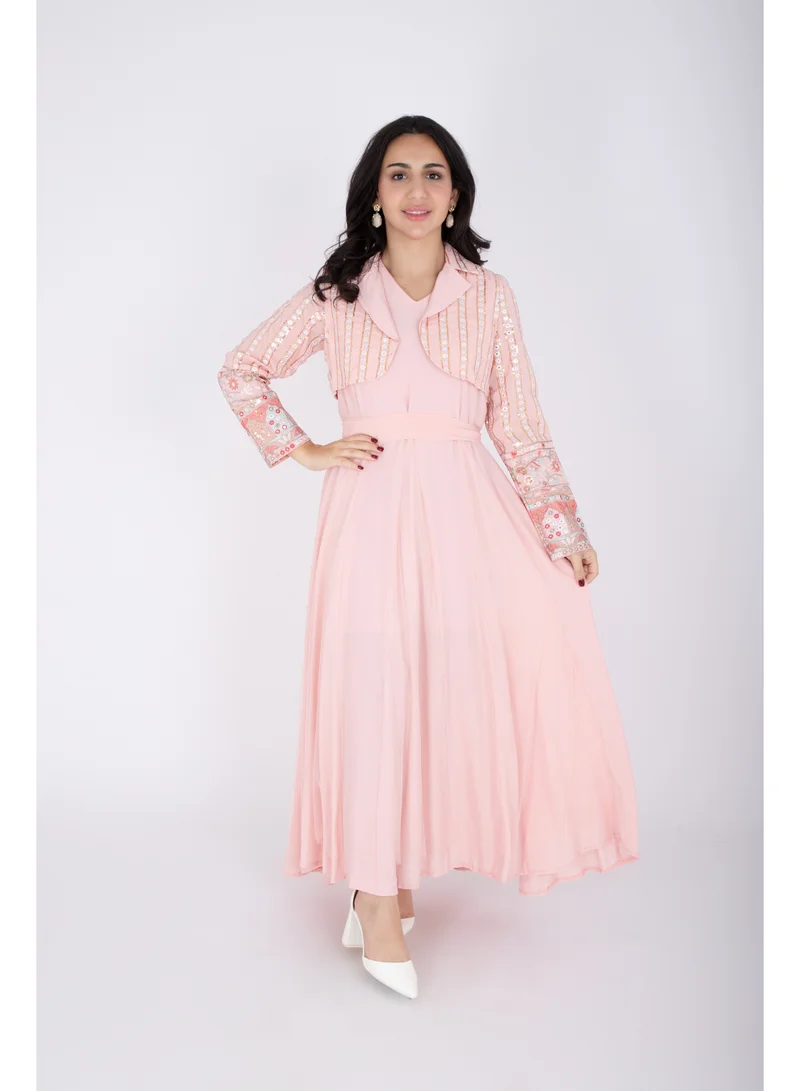 IKKXA 2 Piece Modern Patterned Embroidery Dress