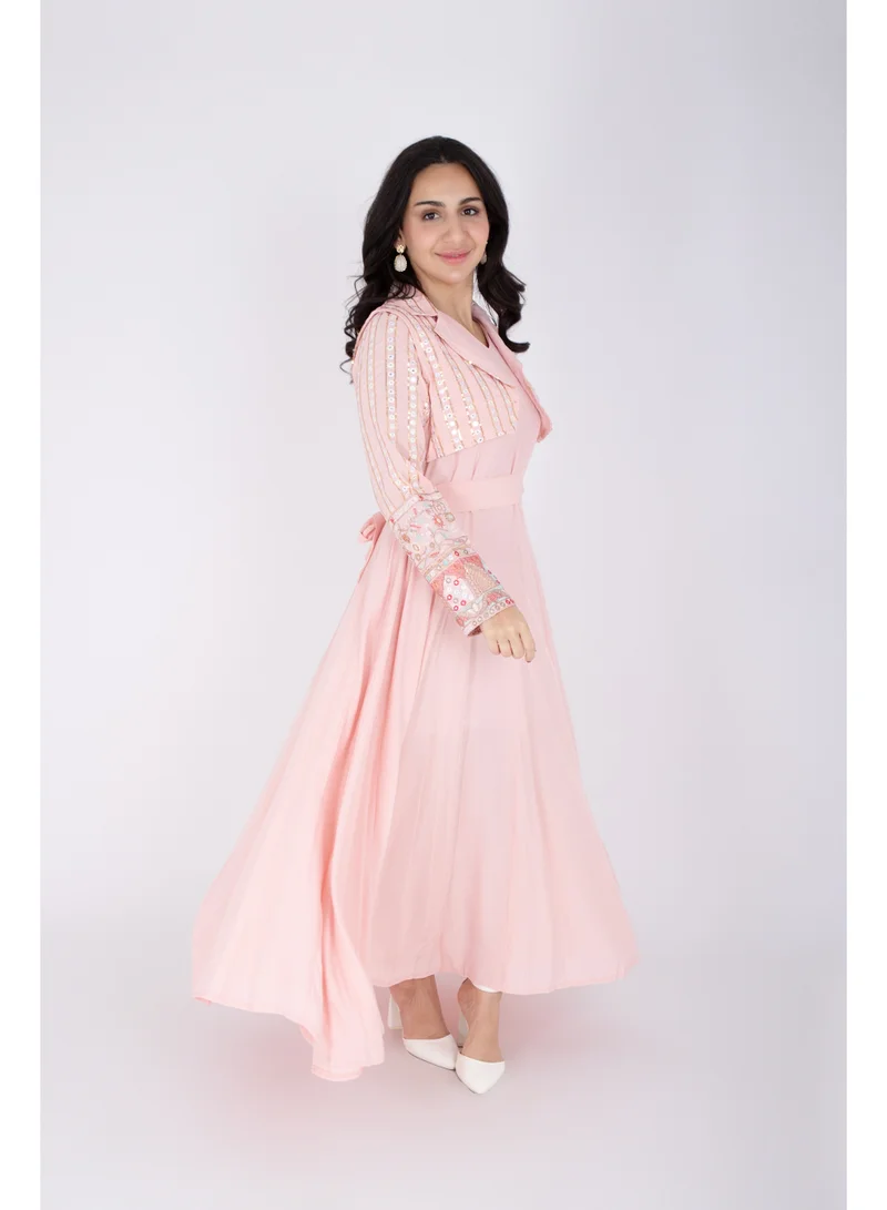 Ikkxa  2 Piece Modern Patterned Embroidery Dress for Women | Best Price UAE