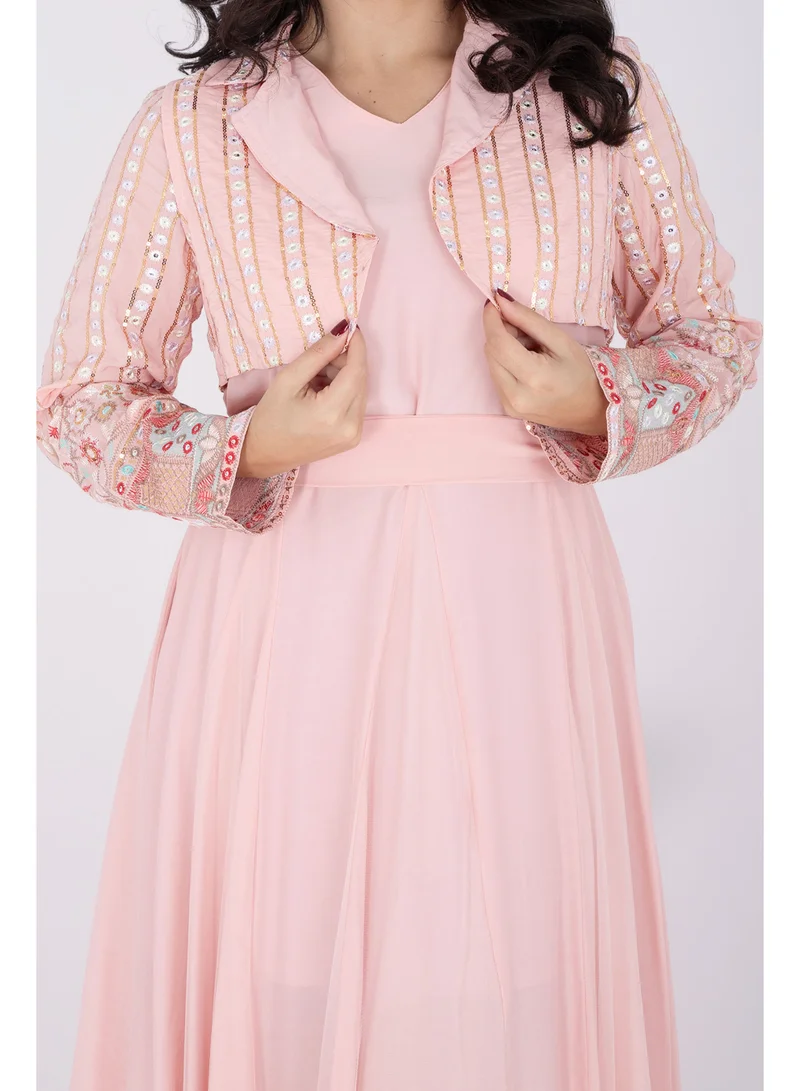 IKKXA 2 Piece Modern Patterned Embroidery Dress