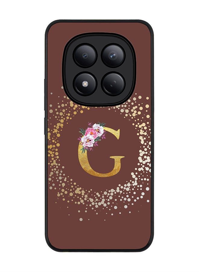 For Xiaomi Redmi Note 15 Pro 4G Case,Slim fit Camera Protection, Shockproof Thin Phone cover  - Custom Monogram Floral - G  (Brown )