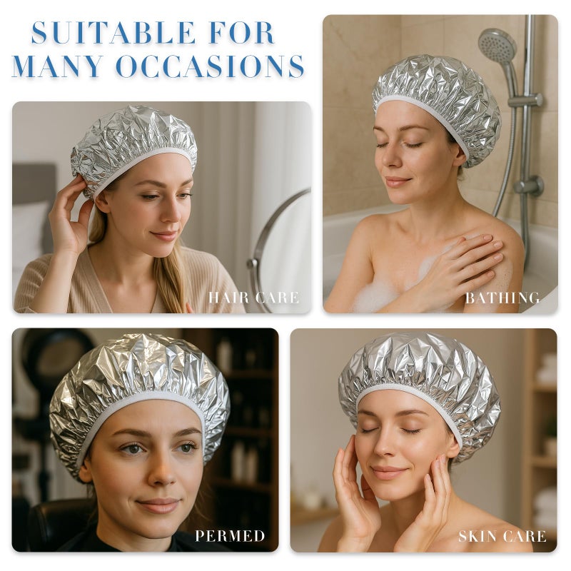 Brvlsoc Reusable Aluminum Foil Heat Cap â€“ Deep Conditioning Processing Cap with Elastic Band, Hair Treatment & Coloring Cap for Salon, Sauna & Home - Image 5