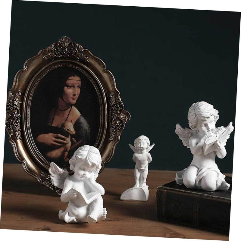 klarako 3pcs Adornment Creative Style for Handicraft Home Outdoor Party Model Prop White Office Guardian Indoor Wing European- Angel Praying B Garden Small Bookend Statuette Figures - Image 4