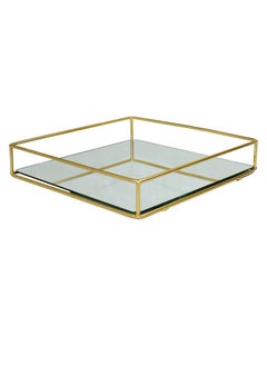 صينية مرآة ذهبية متعددة الأغراض يمكنها حمل مكياج العطور والمجوهرات وأكثر من ذلك ، تنظيم مكياج المجوهرات والعطور بطريقة أنيقة ، صينية مزخرفة لخزانة الغرور في الحمام وغرفة النوم والمكتب