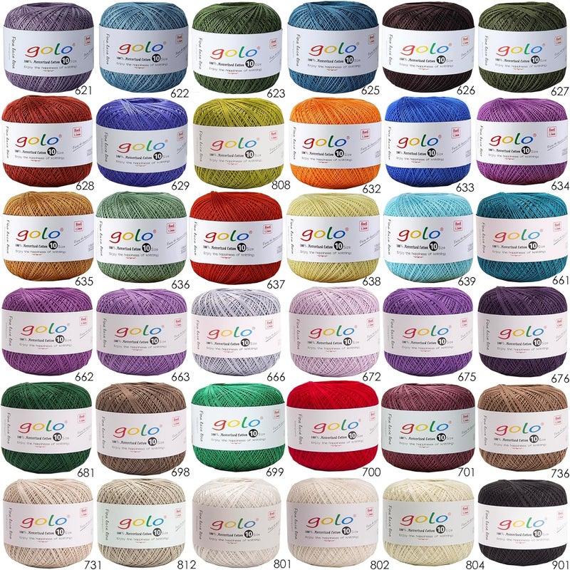 Golo Cotton Crochet Thread Balls Size 10 Cotton Knitting Thread Yarn for Crochet Lake Blue 625 - Image 4