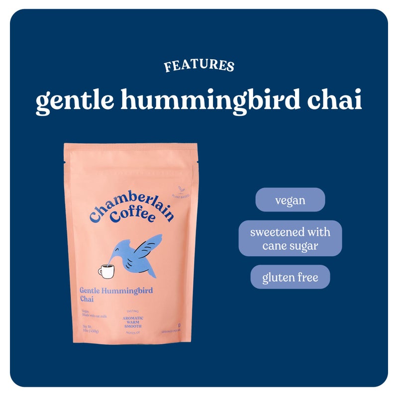 Chamberlain Coffee Gentle Hummingbird Chai Mix - Warm, Aromatic Vegan Chai with Oat Milk, Vanilla & Spices - Hot or Iced Instant Chai Latte - 10oz - 10 Servings - Image 5
