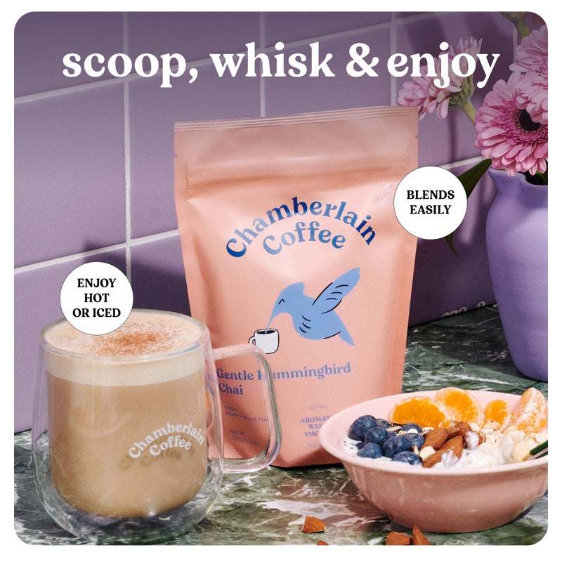 Chamberlain Coffee Gentle Hummingbird Chai Mix - Warm, Aromatic Vegan Chai with Oat Milk, Vanilla & Spices - Hot or Iced Instant Chai Latte - 10oz - 10 Servings - Image 4