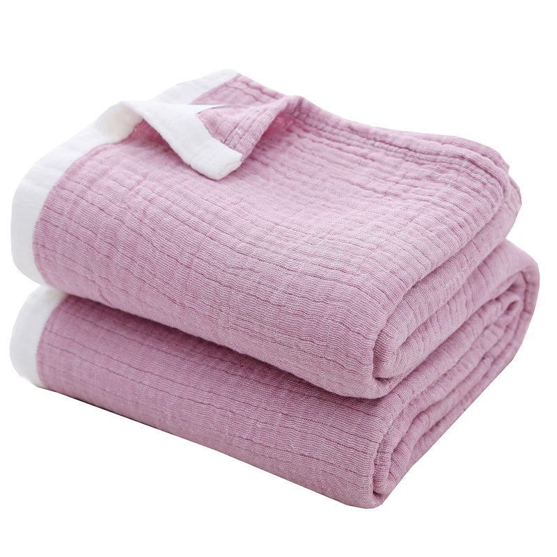 SE SOFTEXLY Cotton Muslin Throw Blanket for AdultsBreathable 4Layer Yarn Dyed Linen Texture Gauze Blanket for Bed Sofa CouchSuper Soft Lightweight Blanket for All Season50x60Lavender Purple