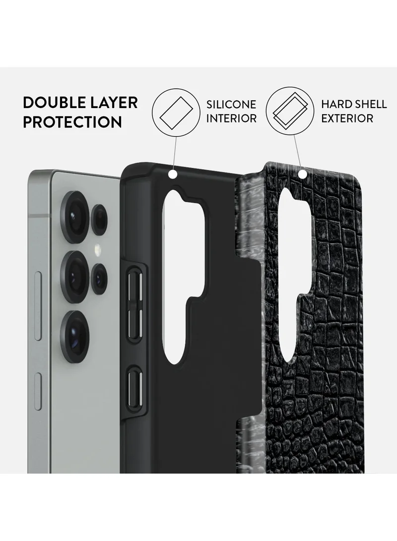 BURGA Samsung Galaxy S25 Ultra Mobile Phone Case Hybrid 2 Layer Hard Shell Silicone Protective Case, Scratch Resistant Shockproof Cover,Reaper's Touch Black