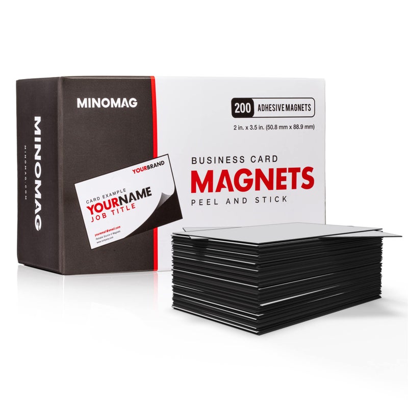MINOMAG مغناطيس بطاقات العمل من مينوماغ (علبة من 200) | لاصق ذاتي قابل للتقشير واللصق، 3.5 بوصة × 2 بوصة - Image 1