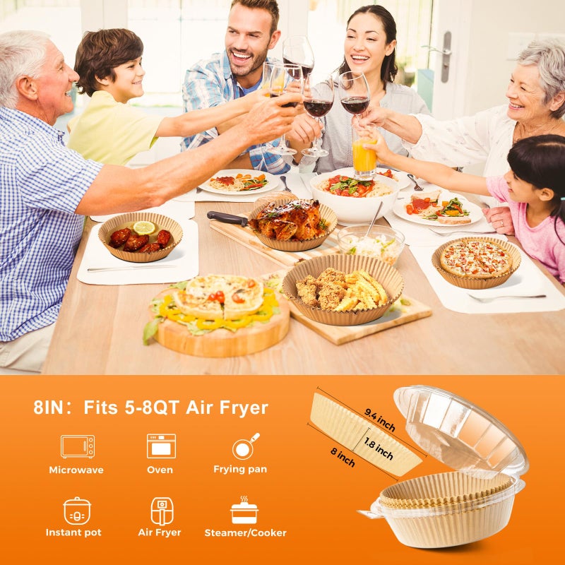 Air Fryer Silicone Liners: Air Fryer Silicone Pot, Square Air Fryer Basket Reusable, Food Safe Air Fryers Oven Accessories, Replacement of Parchment Paper (Top 8 Inches for 4-7 QT) - Image 2