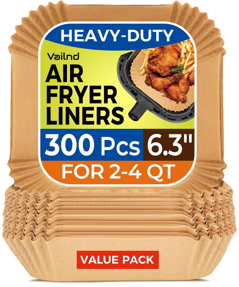 Air Fryer Silicone Liners: Air Fryer Silicone Pot, Square Air Fryer Basket Reusable, Food Safe Air Fryers Oven Accessories, Replacement of Parchment Paper (Top 8 Inches for 4-7 QT) - Image 1