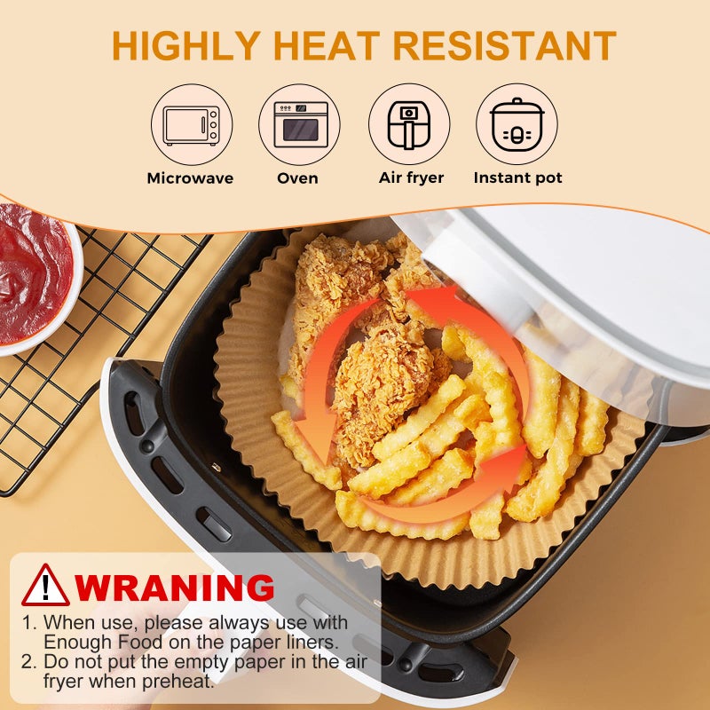 Air Fryer Silicone Liners: Air Fryer Silicone Pot, Square Air Fryer Basket Reusable, Food Safe Air Fryers Oven Accessories, Replacement of Parchment Paper (Top 8 Inches for 4-7 QT) - Image 5