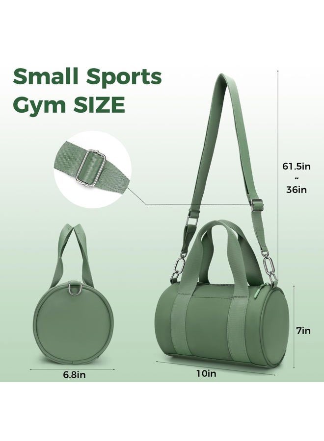 FODOKO mini Gym Bag for Women, barrel purse,Crossbody Duffel Bags Handbag from Gym to Travel., Green, Small, Athletic - Image 3