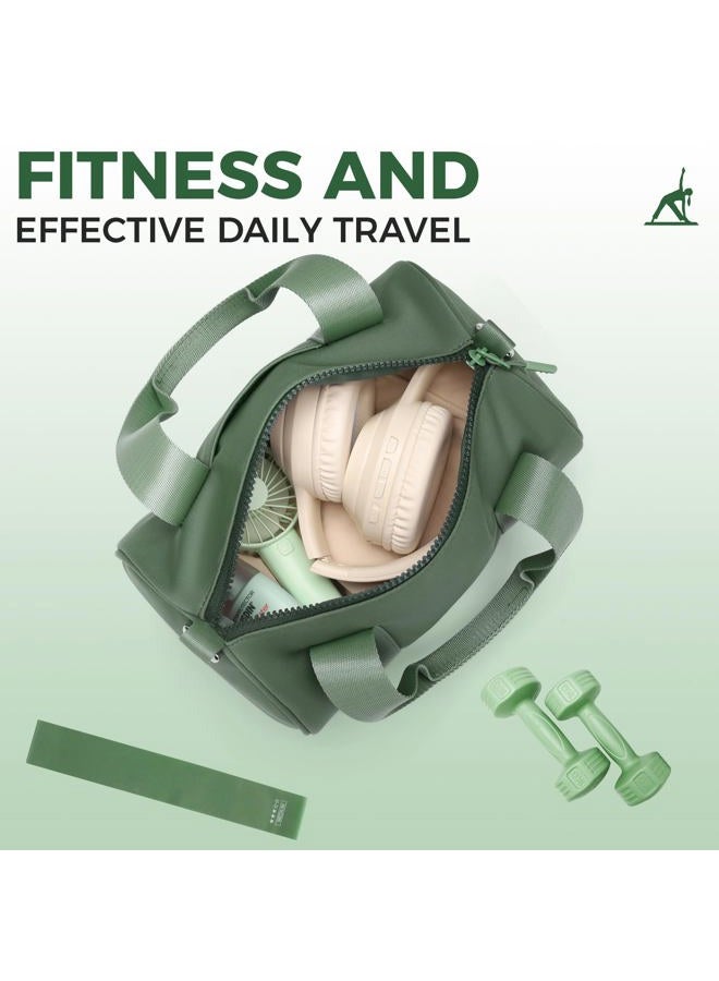 FODOKO mini Gym Bag for Women, barrel purse,Crossbody Duffel Bags Handbag from Gym to Travel., Green, Small, Athletic - Image 4