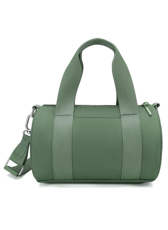 FODOKO mini Gym Bag for Women, barrel purse,Crossbody Duffel Bags Handbag from Gym to Travel., Green, Small, Athletic - Image 1