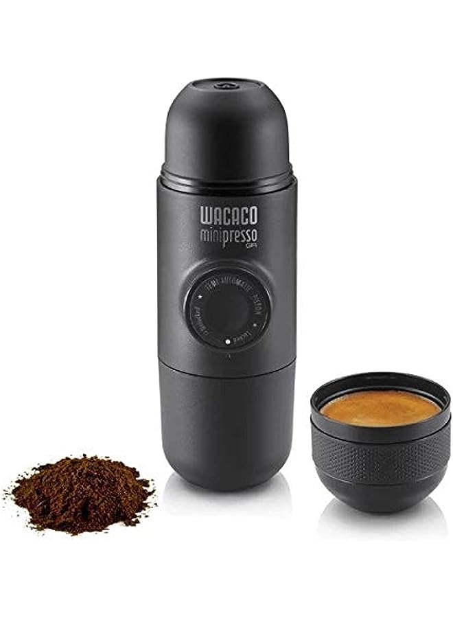 WACACO Minipresso GR Manually operated Mini Portable Espresso Maker- Extra Small ground coffee machine for Travel, Camping, Office-Black - Image 1