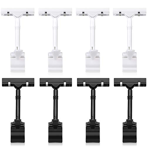 Mlici Sign Clips Merchandise Sign, Plastic Adjustable Clip Sign Holder Stand POP Clamp, 8 Pieces Clip-on Style Double Head Display Clips Rotating Swivel Sign Tag for Shelf Label Card - Image 1