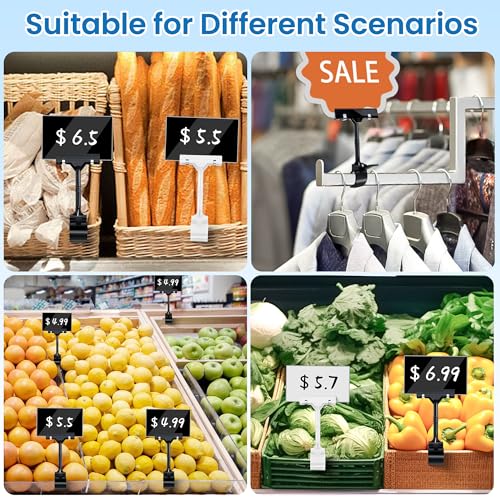 Mlici Sign Clips Merchandise Sign, Plastic Adjustable Clip Sign Holder Stand POP Clamp, 8 Pieces Clip-on Style Double Head Display Clips Rotating Swivel Sign Tag for Shelf Label Card - Image 4
